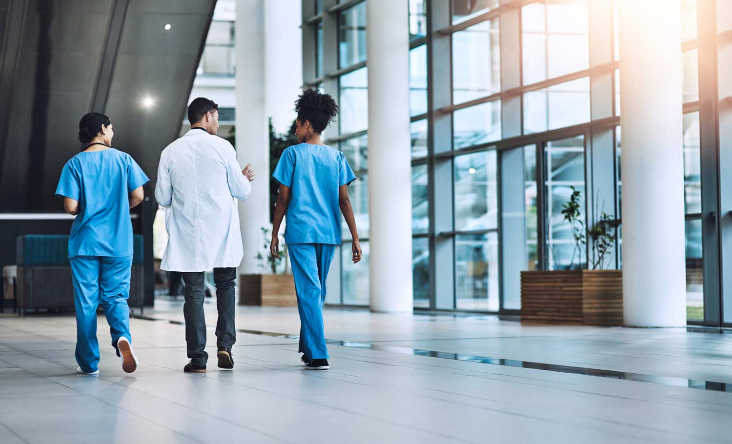 doctors walking in hospital