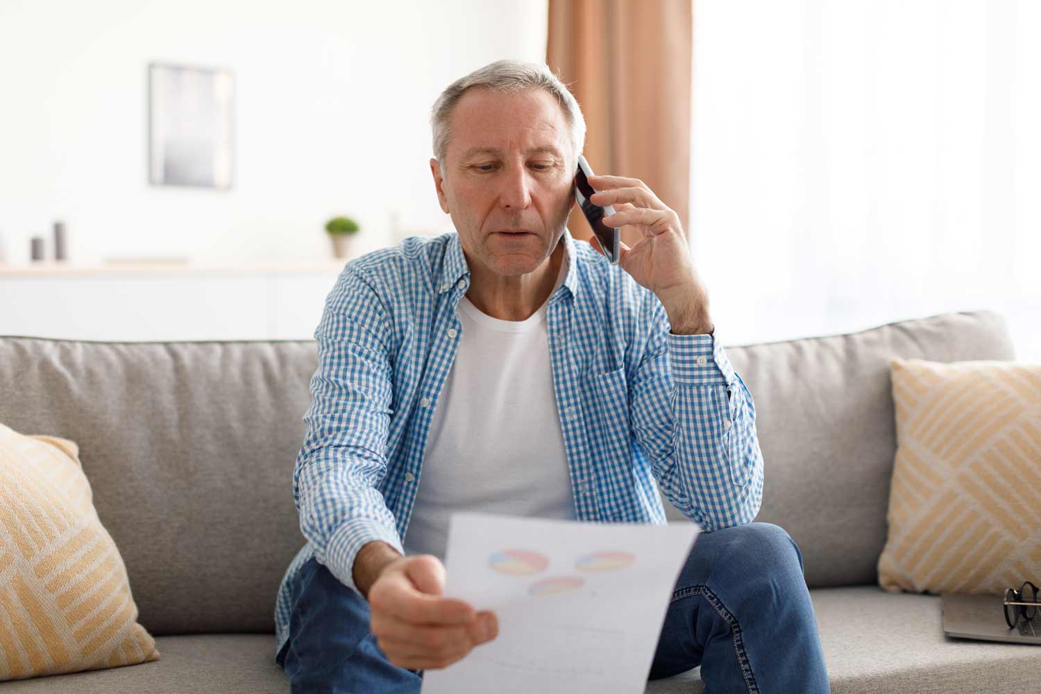 person talking to an insurance adjuster